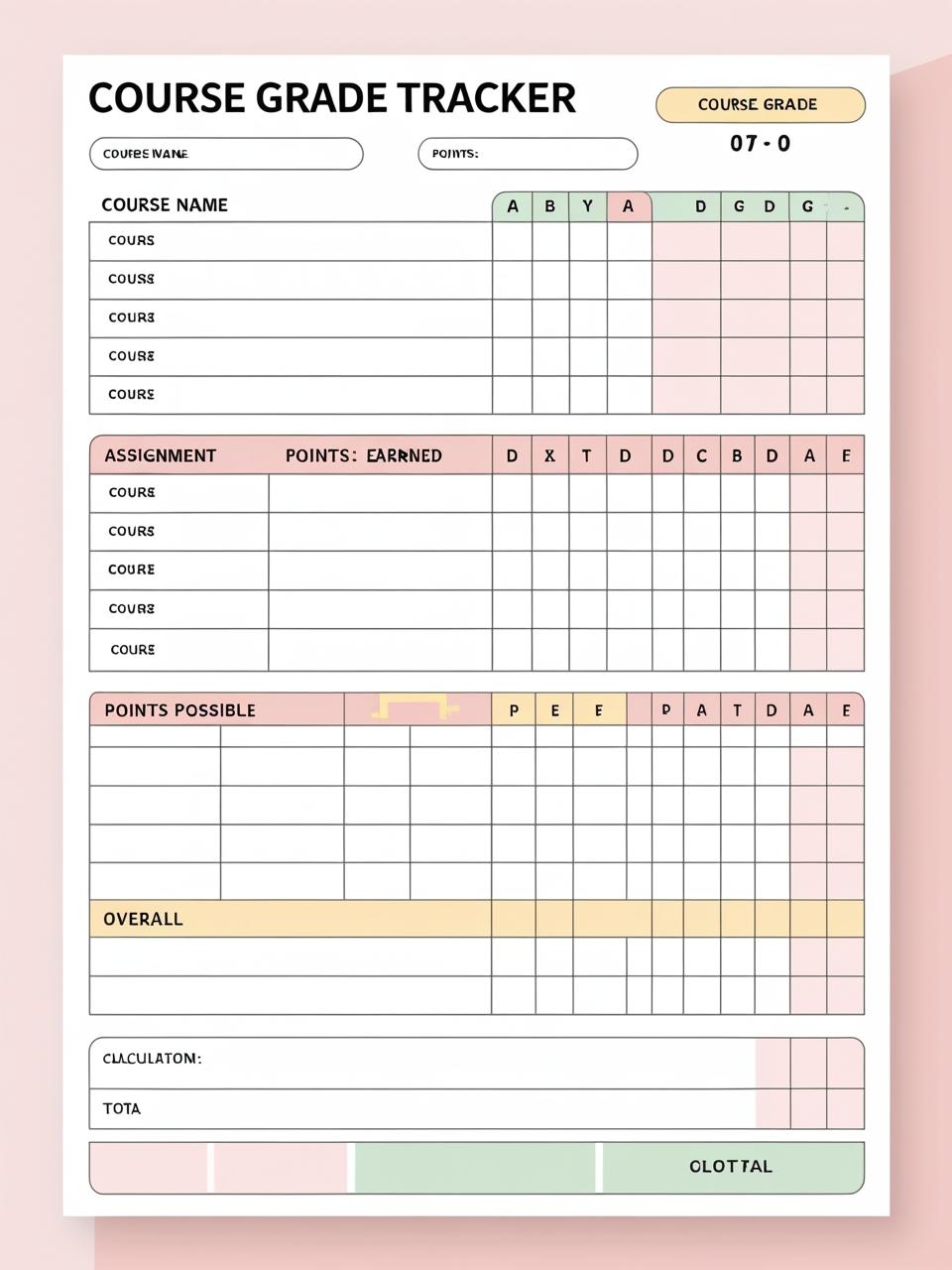 Course Grade Tracker Template