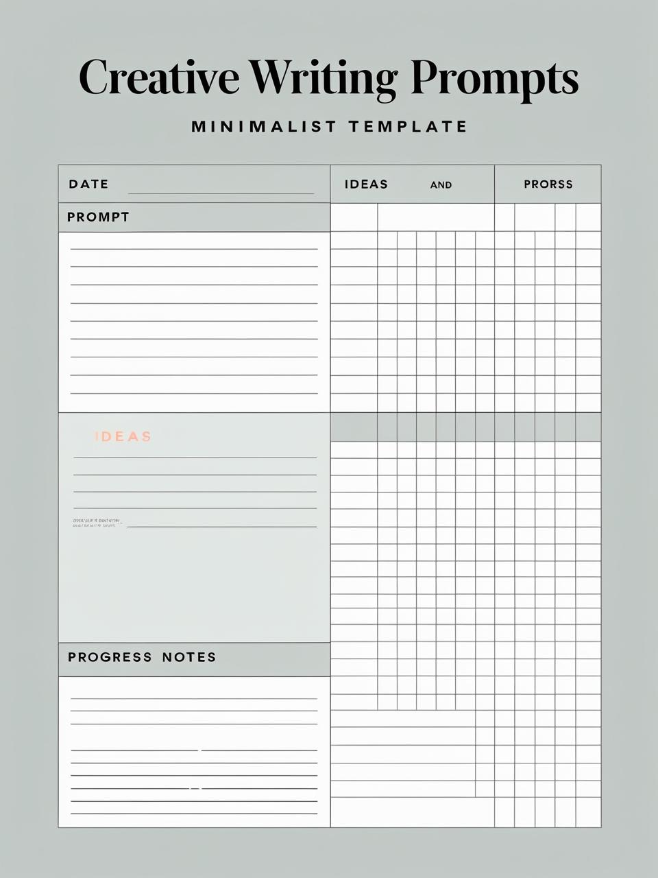 Creative Writing Prompt Planner Template