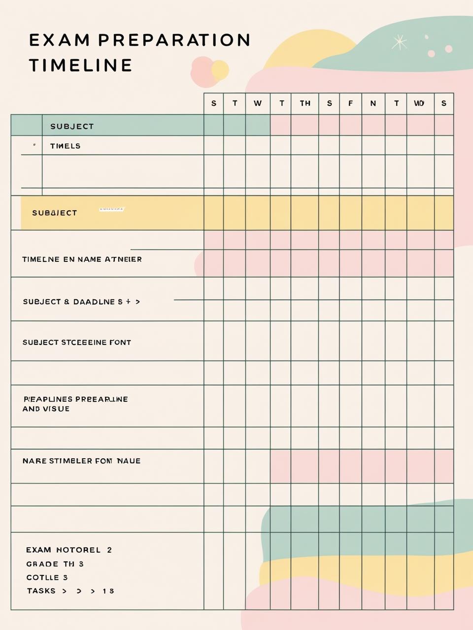 Exam Preparation Timeline Template
