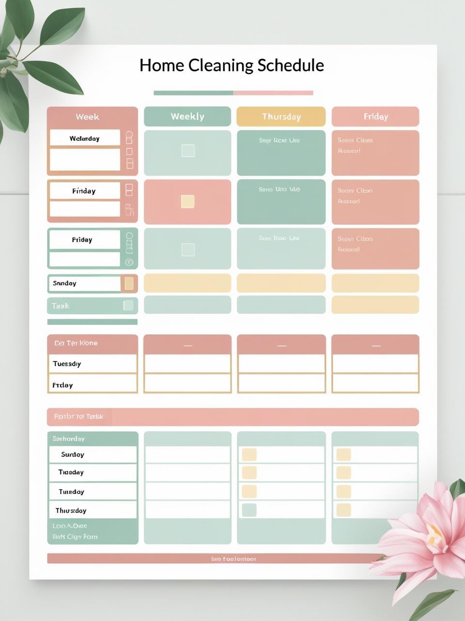Home Cleaning Schedule Template