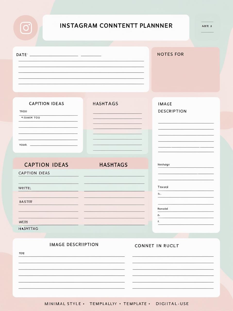 Instagram Content Planner Template