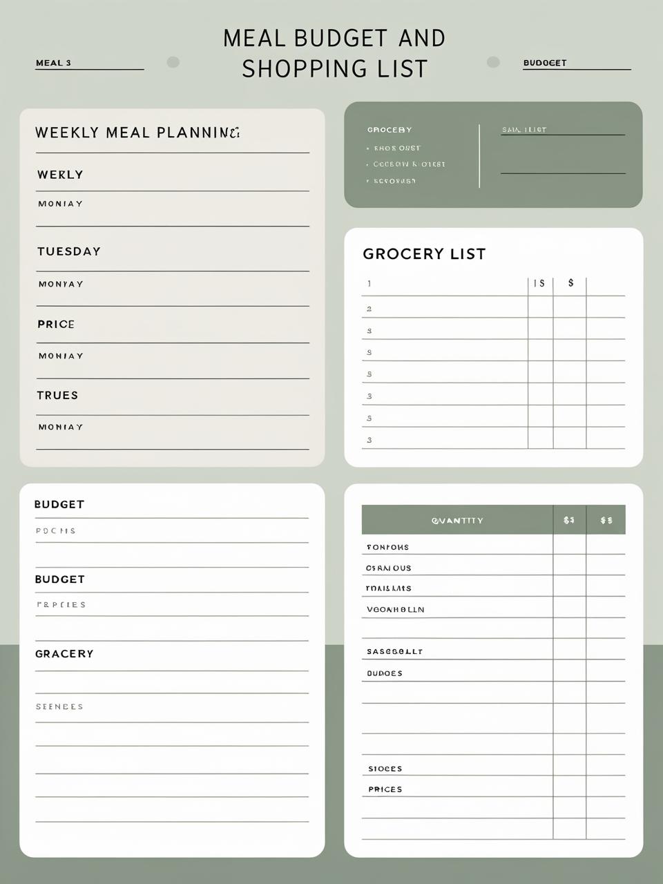 Meal Budget & Shopping List Template