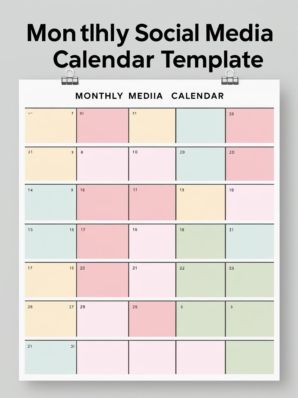 Monthly Social Media Calendar Template