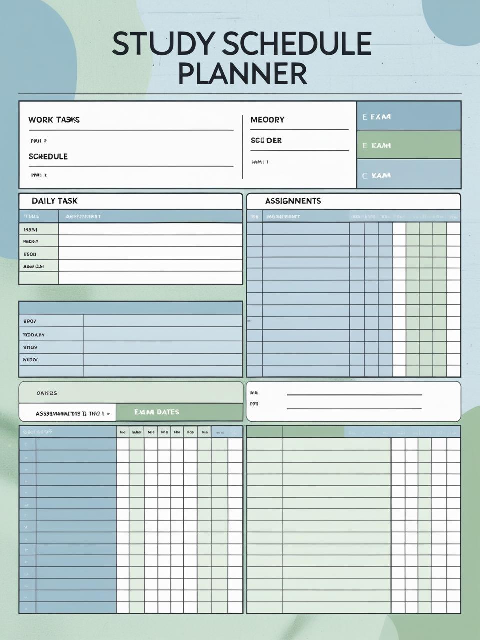 Study Schedule Planner Template